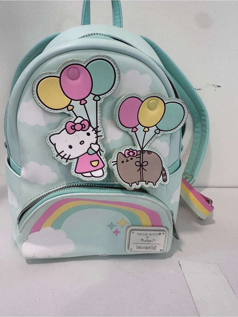 Hello Kitty Mint Rainbow Mini Backpack with Balloon Patches